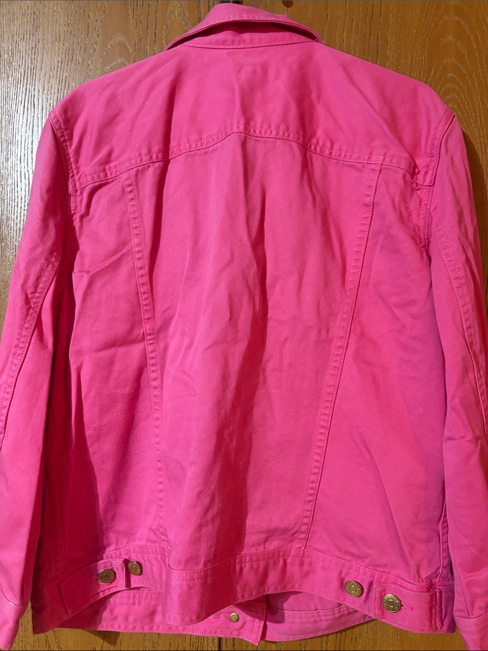 Lauren Ralph Lauren Hot Pink Jean Jacket with Gold Buttons Junior Size L - Picture 6 of 6